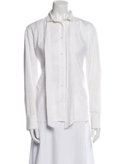 Pre-owned Brunello Cucinelli Long Sleeve Button-up Top In White