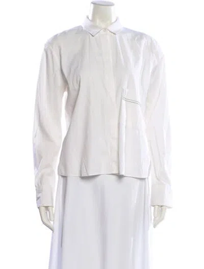 Pre-owned Brunello Cucinelli Long Sleeve Button-up Top In White