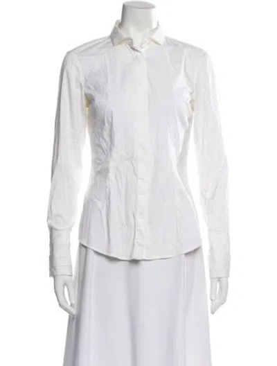 Pre-owned Brunello Cucinelli Long Sleeve Button-up Top In White