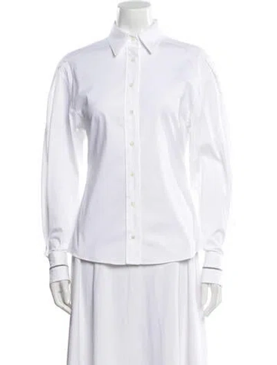 Pre-owned Brunello Cucinelli Long Sleeve Button-up Top In White