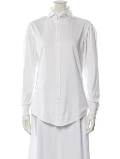 Pre-owned Brunello Cucinelli Long Sleeve Button-up Top In White