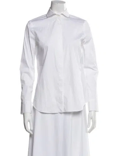 Pre-owned Brunello Cucinelli Long Sleeve Button-up Top In White