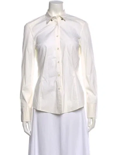 Pre-owned Brunello Cucinelli Long Sleeve Button-up Top In White