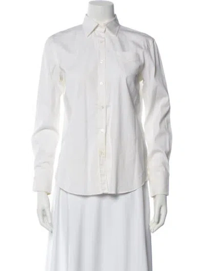 Pre-owned Brunello Cucinelli Long Sleeve Button-up Top In White