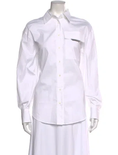 Pre-owned Brunello Cucinelli Long Sleeve Button-up Top In White