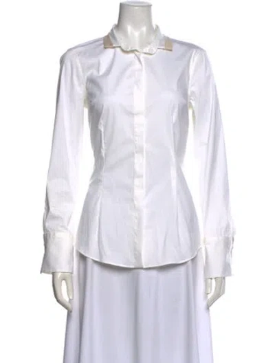 Pre-owned Brunello Cucinelli Long Sleeve Button-up Top In White