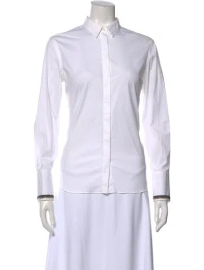 Pre-owned Brunello Cucinelli Long Sleeve Button-up Top In White