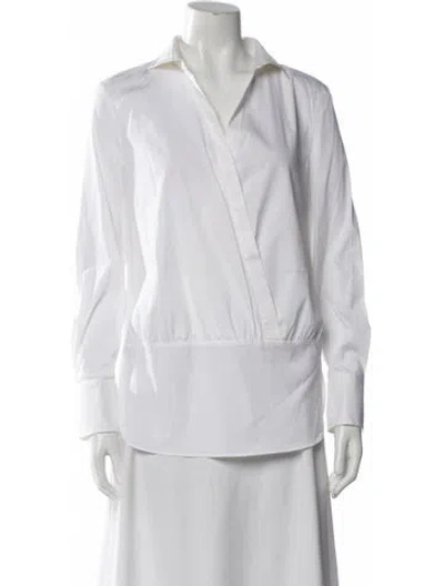 Pre-owned Brunello Cucinelli Long Sleeve Button-up Top In White