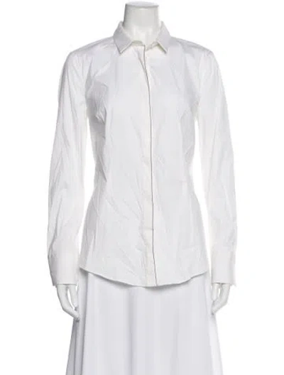 Pre-owned Brunello Cucinelli Long Sleeve Button-up Top In White