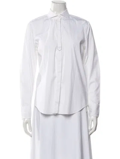 Pre-owned Brunello Cucinelli Long Sleeve Button-up Top In White