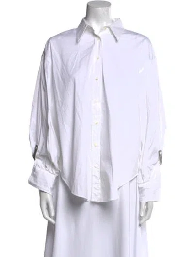 Pre-owned Brunello Cucinelli Long Sleeve Button-up Top In White