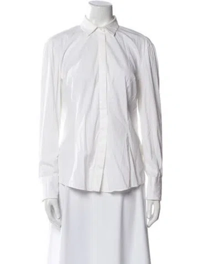 Pre-owned Brunello Cucinelli Long Sleeve Button-up Top In White