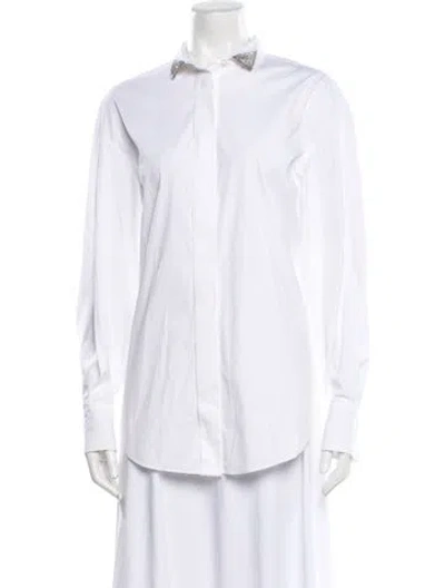 Pre-owned Brunello Cucinelli Long Sleeve Button-up Top In White