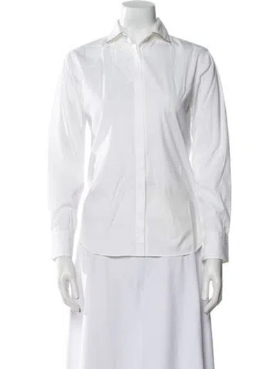 Pre-owned Brunello Cucinelli Long Sleeve Button-up Top In White