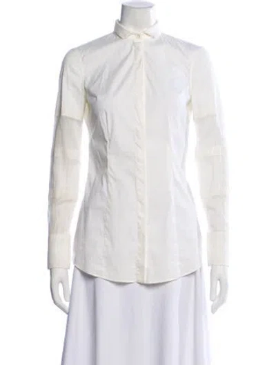 Pre-owned Brunello Cucinelli Long Sleeve Button-up Top In White