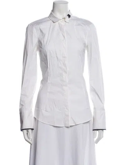 Pre-owned Brunello Cucinelli Long Sleeve Button-up Top In White