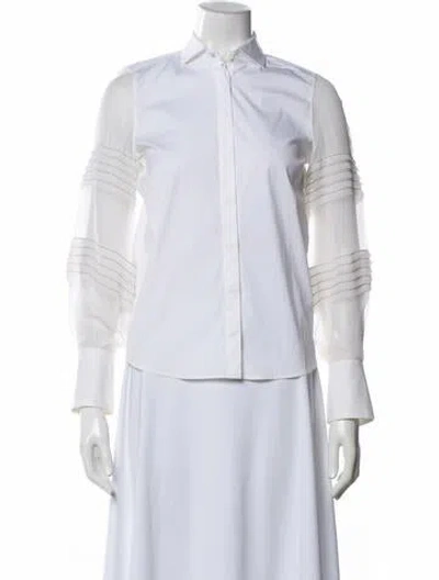 Pre-owned Brunello Cucinelli Long Sleeve Button-up Top In White