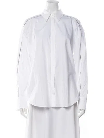 Pre-owned Brunello Cucinelli Long Sleeve Button-up Top In White