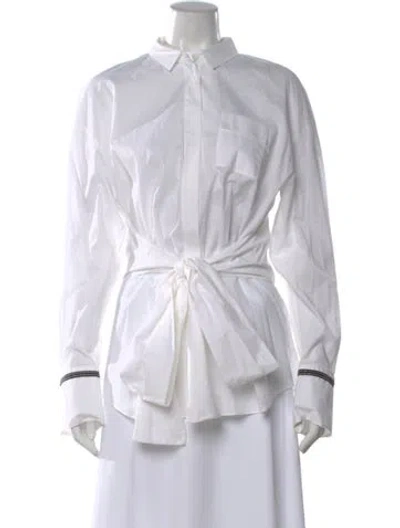 Pre-owned Brunello Cucinelli Long Sleeve Button-up Top In White