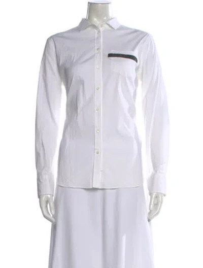 Pre-owned Brunello Cucinelli Long Sleeve Button-up Top In White
