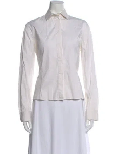 Pre-owned Brunello Cucinelli Long Sleeve Button-up Top In White