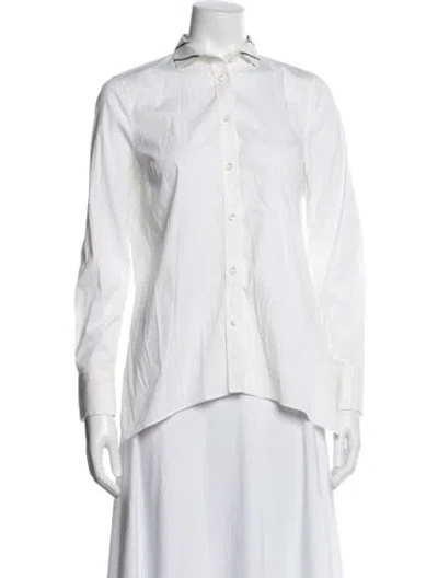 Pre-owned Brunello Cucinelli Long Sleeve Button-up Top In White