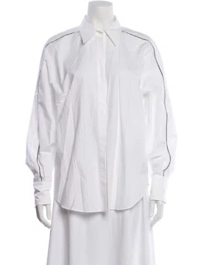 Pre-owned Brunello Cucinelli Long Sleeve Button-up Top In White