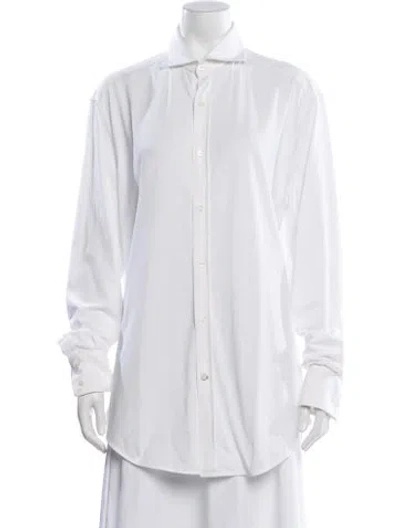 Pre-owned Brunello Cucinelli Long Sleeve Button-up Top In White