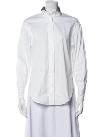 Pre-owned Brunello Cucinelli Long Sleeve Button-up Top In White