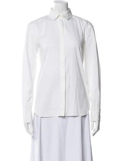 Pre-owned Brunello Cucinelli Long Sleeve Button-up Top In White