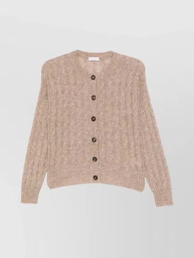 BRUNELLO CUCINELLI LONG SLEEVE CABLE KNIT CARDIGAN