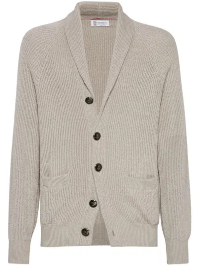BRUNELLO CUCINELLI ENGLISH RIB KNIT CARDIGAN