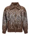 Brunello Cucinelli Sparkling Ombre Embroidery Cardigan In Brown