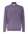 Brunello Cucinelli Men's Cashmere Quarter-zip Sweater In Purple