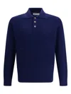 Brunello Cucinelli Long-sleeve Cashmere Polo Shirt In Blue