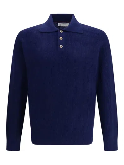 BRUNELLO CUCINELLI LONG-SLEEVE CASHMERE POLO SHIRT