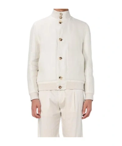 Brunello Cucinelli Long Sleeve Casual Jacket In Yellow Cream