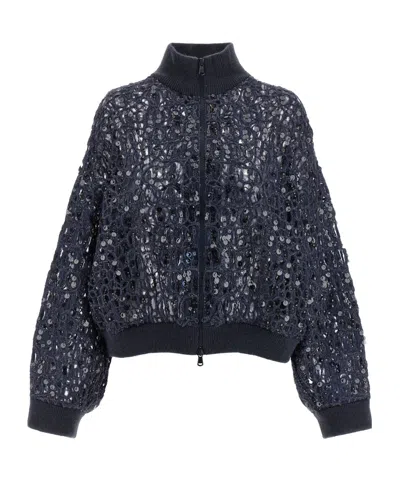 BRUNELLO CUCINELLI BRUNELLO CUCINELLI DAZZLING EMBROIDERED KNIT CARDIGAN