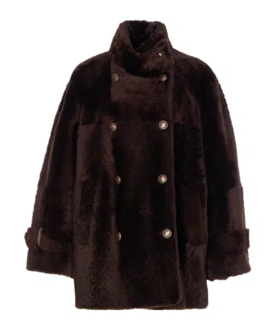 Brunello Cucinelli Long Sleeve Casual Jacket In Burgundy