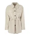 Brunello Cucinelli Women Corduroy Safari-style Jacket With Jewellery In Neutral