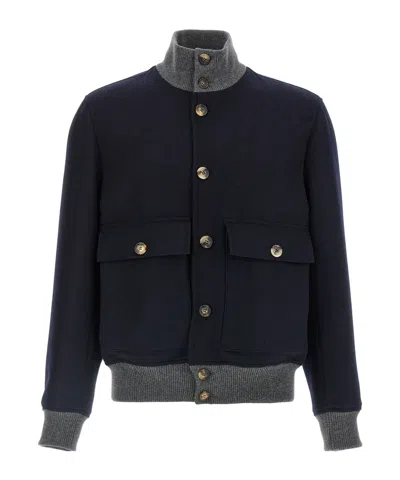 BRUNELLO CUCINELLI BRUNELLO CUCINELLI FLANNEL DOUBLE CLOTH BOMBER JACKET