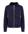 Brunello Cucinelli Padded Jacket In Mutton Leather And Cashmere In Blue