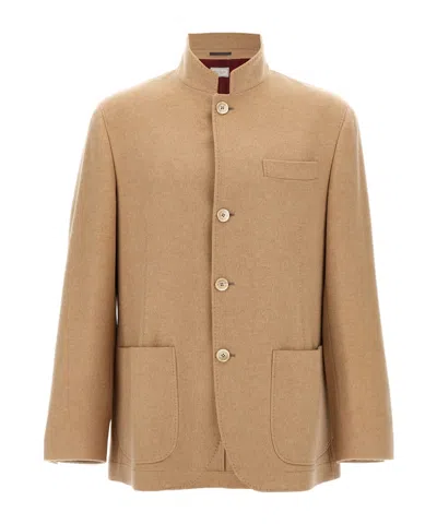 Brunello Cucinelli Long Sleeve Casual Jacket In Brown