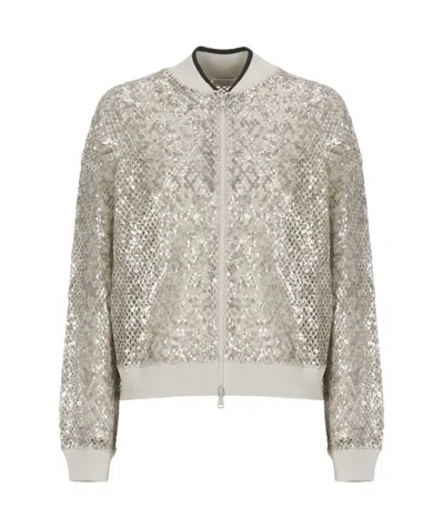 BRUNELLO CUCINELLI BRUNELLO CUCINELLI SEQUIN EMBELLISHED ZIPPED JACKET