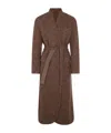 Brunello Cucinelli Waist Belted Long Length Textured Fabric Coat In Brown