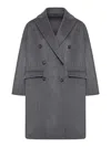 Brunello Cucinelli Double-breasted Cashmere Coat In Gray