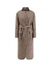 Brunello Cucinelli Padded Wool Blend Coat With Back Slit In Neutral