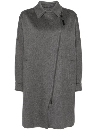 Brunello Cucinelli Classic-collar Cashmere Coat In Grey