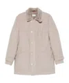 Brunello Cucinelli Trimmed-collar Single-breasted Coat In Neutral