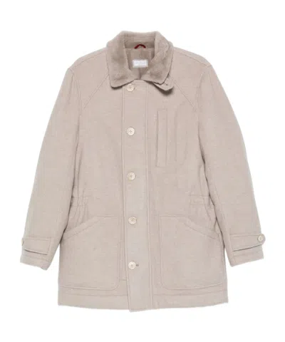 Brunello Cucinelli Long Sleeve Coat In Neutral